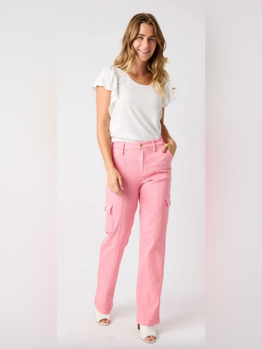 Judy Blue Pink Straight Leg Cargo Jeans - NWT - Size 11/30
